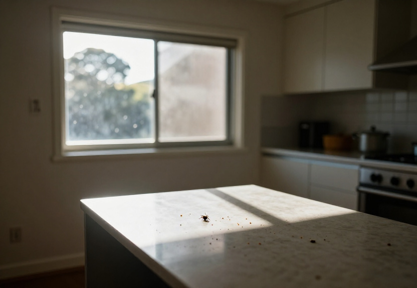 Spider webs and nests in a Ultimo unit corner before treatment
